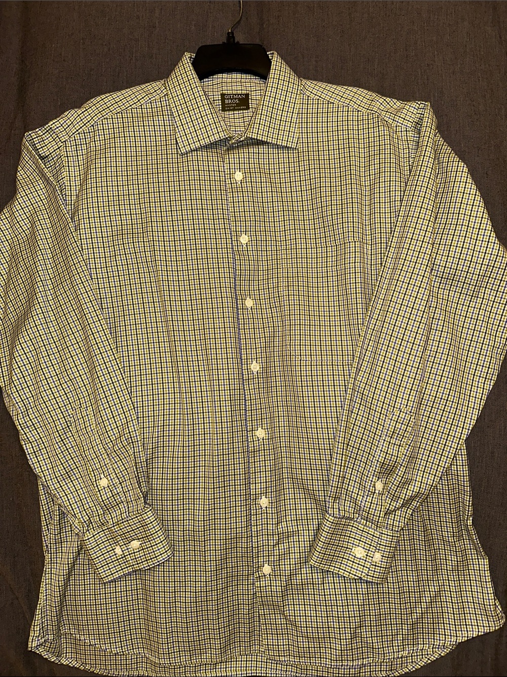 Gitman Brothers Blue and Green Micro-Check Dress Shirt